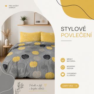 ✨ Proměňte svou ložnici v místo plné pohody a stylu. Moderní povlečení v jemných tónech šedé a hořčicové dodá interiéru...