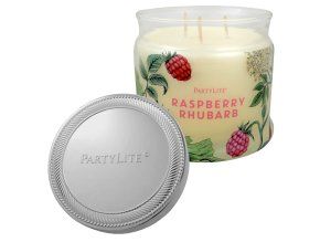 partylite svicka 3knota raspberry rhubarb