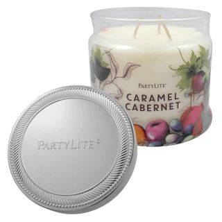 💥 POSLEDNÍ KUSY 🕯️🌸 PARTYLITE Vonná svíčka - tříknotá - CARAMEL CABERNET 1ks Skleněný soudeček se svíčkou a kovovým víkem...