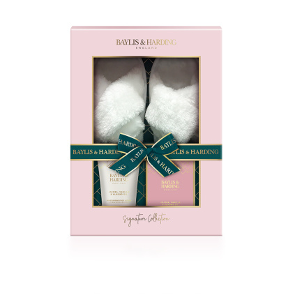 Sada s pantoflemi - Jojoba, vanilka a mandlový olej, 3ks