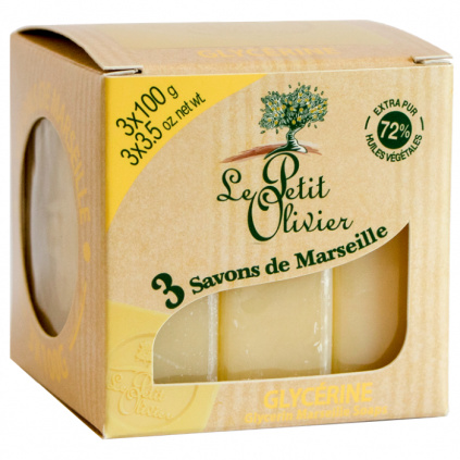 Le Petit Olivier Marseillské mýdlo - Glycerin, 3x100g