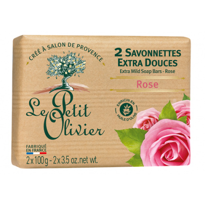 Le Petit Olivier Extra jemné mýdlo 2 x 100 g - Růže