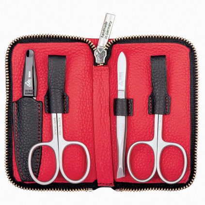 erbe solingen manikura kapesni pouzdro inox 4 ks c 9065 cerno cervena otevrena