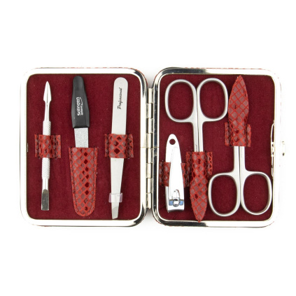 GLOBOS Dámská kožená manikúra 1485-86 červená se vzorem hadí kůže