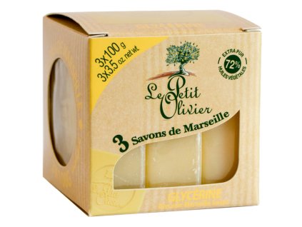 Le Petit Olivier Marseillské mýdlo - Glycerin, 3x100g