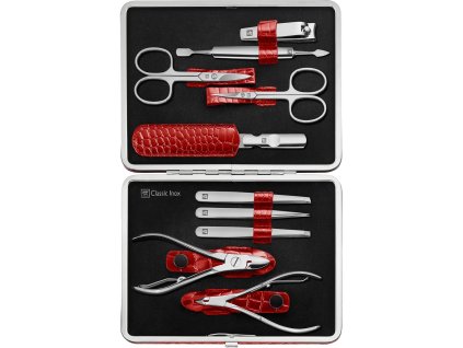 zwilling bt classic inox luxusni cervena kozena damska sada na manikuru s rameckem 10dilna c 97654 otevrena