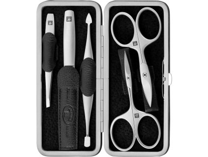 zwilling bt twinox cerna sada na manikuru 5 dilna v kozenem pouzdre s rameckem c 97061 otevrena vertical