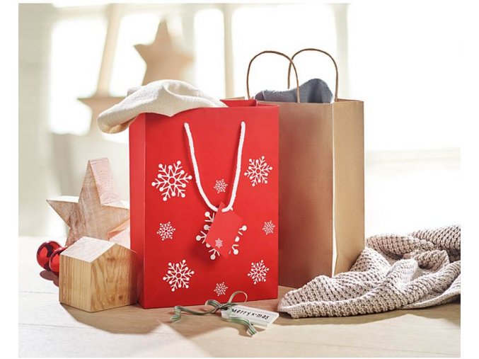 vánoční dárková taška červená s hvězdičkami dárková taška taštička na dárek vánoční k vánocům online brno skladem 1081068 CX1414 05 1