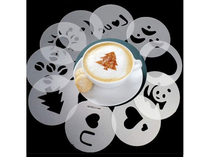 sablony na zdobeni kavy kafe obrazky na kave latte capuccino zamilovane motivy