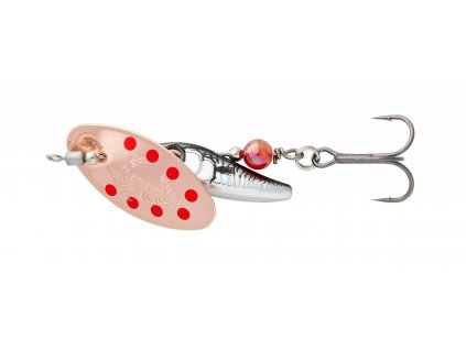 Třpytka Savage Gear Sticklebait Spinner, 4,5 g, měd - červené tečky