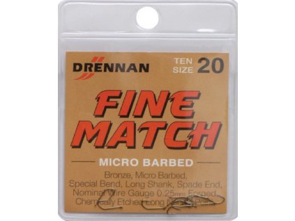 Háček Drennan Fine Match, Micro Barbed vel. 20