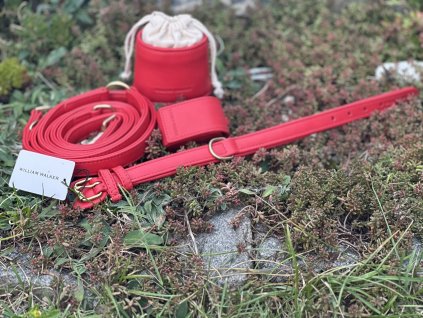 Kožený obojek William Walker-červený