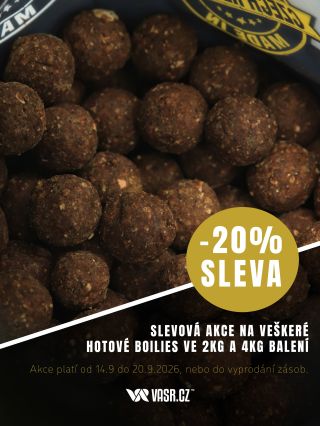 Sleva 20% na hotovky!🔥Využij naši slevovou akci na naše hotové boilies ve 2kg a 4kg balení a vybav se k vodě tím nejlepším...