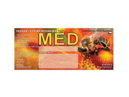 Etiketa samolepící -  Med (červená), 100 kusů