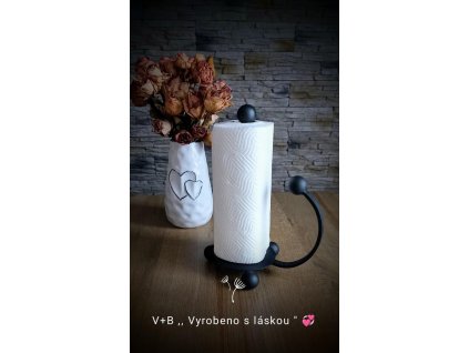 Stojan na kuchyňské utěrky, kovový, černá barva, do kuchyně, ruční práce, vyrobeno s láskou