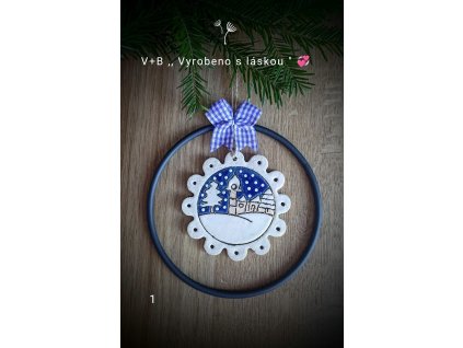 vánoční závěs, kov, černá barva, keramika, kostel, dekorace na zeď, ruční práce, vyrobeno s láskou