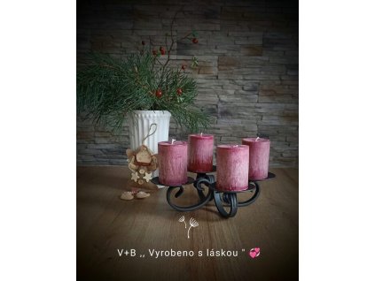 Svícen nejen adventní, kov, černá kovářská barva, ruční práce, vánoce, adventní dekorace, vyrobeno s láskou