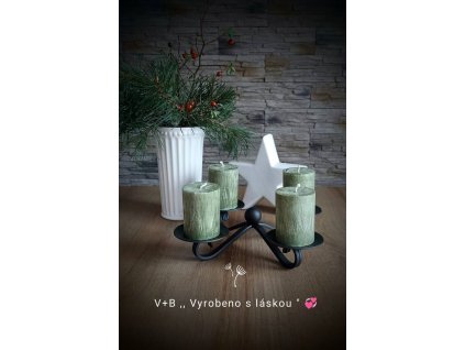 Svícen nejen adventní II, kovový svícen, vyrobeno s láskou, poctivé řemeslo, černá kovářská barva, elegance, na čtyři svíčky, adventní dekorace, celoroční svícen