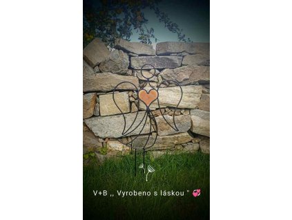 zahradní andělka, zápich, kovový anděl, ručnípráce, srdce, dřevo, vyrobenosláskou