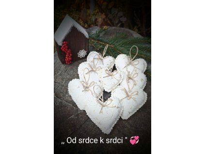 Vánoční srdíčkový set, ručně šitá srdíčka, vánoční dekorace, vyrobeno s láskou