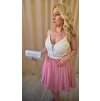 Ružové krátke tylové spoločenské šaty