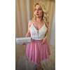 Ružové krátke tylové spoločenské šaty