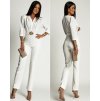 Biely elegantný dámsky overal s opaskom
