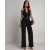 Čierny elegantný overal s hlbokým výstrihom