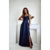 Dlhé elegantné spoločenské šaty v tmavomodrej farbe