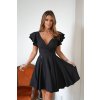 Čierne koktejlové šaty s volánovými rukávmi