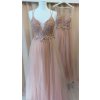 Dlhé púdrovoružové trblietavé šaty s čipkovaným vrchom (1)