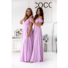 Dlhé lila spoločenské šaty s padnutými ramenami (3)