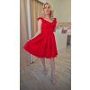 Krátke červené spoločenské šaty s volánmi (4)