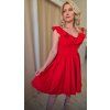 Krátke červené spoločenské šaty s volánmi (7)
