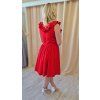 Krátke červené spoločenské šaty s volánmi (8)