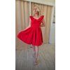 Krátke červené spoločenské šaty s volánmi (1)