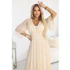 Dlhé béžové šifónové spoločenské šaty (2)