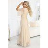Dlhé béžové šifónové spoločenské šaty (4)