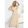 Dlhé béžové šifónové spoločenské šaty (1)