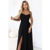Dlhé čierne spoločenské šaty s prekríženým pásom (3)
