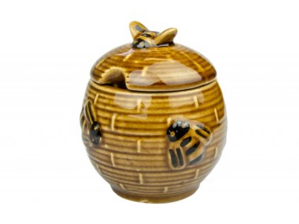 doza na med se vcelkama tmave hneda keramika mala 1550