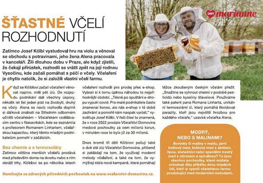Včelařství Domovina v magazínu Marianne
