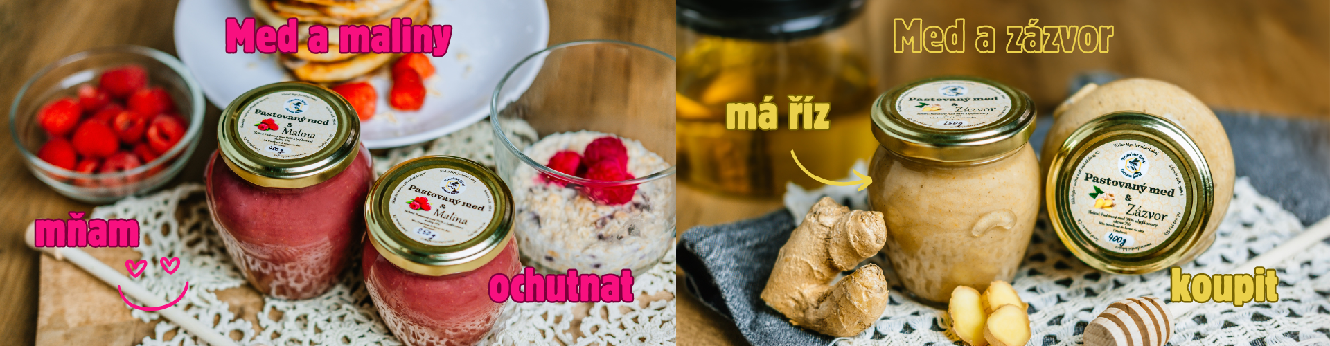 Pastovaný med a malina, pastovaný med a zázvor