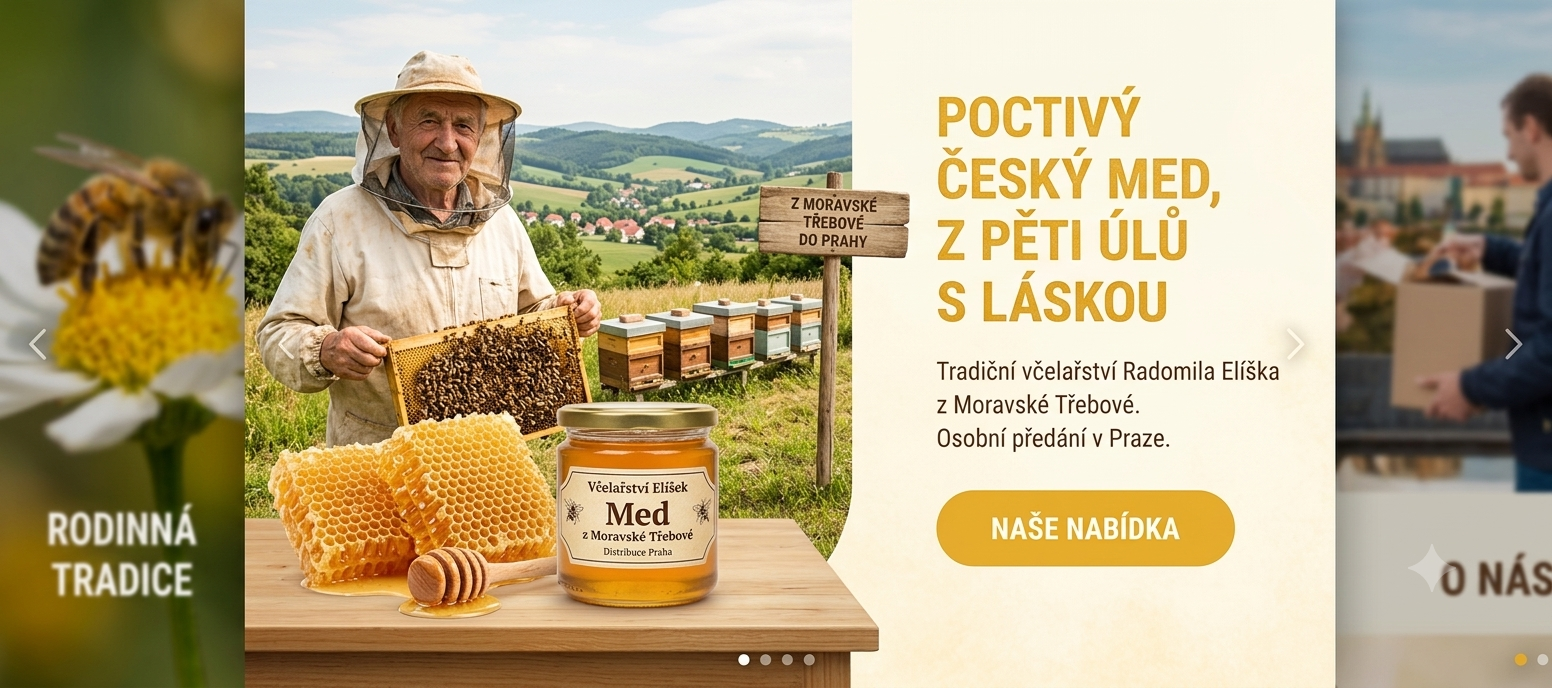 Poctivý český med, z pěti úlů s láskou