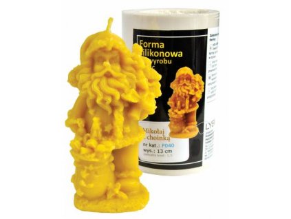 Lysoň silikonová forma na výrobu svíček ze včelího vosku Mikuláš se stromečkem výška 13 cm