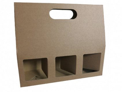 kartonová dárková krabice na 3 sklenice hnědá