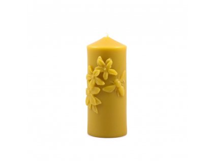 Svíčka z včelího vosku - Válec s květem