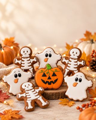 🎃 HALLOWEENSKÉ PERNÍČKY JSOU TADY! 👻🦴 Naši strašidelně roztomilí duchové, kostlivci a dýně jsou ručně zdobení a připravení...