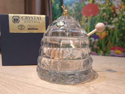 Crystal Bohemia Dóza na med Úľ so včelou