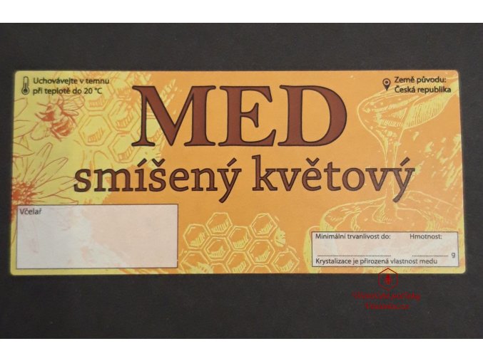 Etiketa Med smíšený květový, žlutá